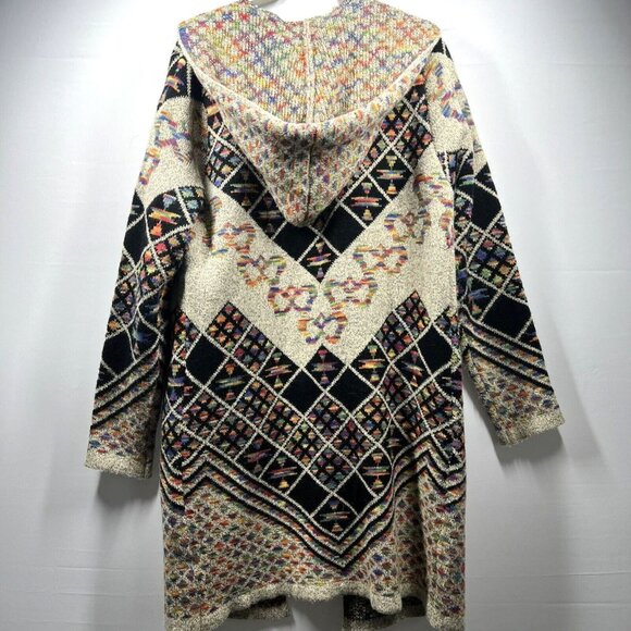 Kamana Women's Cardigan Sweater L Colorful Hooded Southwest Long Sleeve Coatagen - Picture 9 of 12